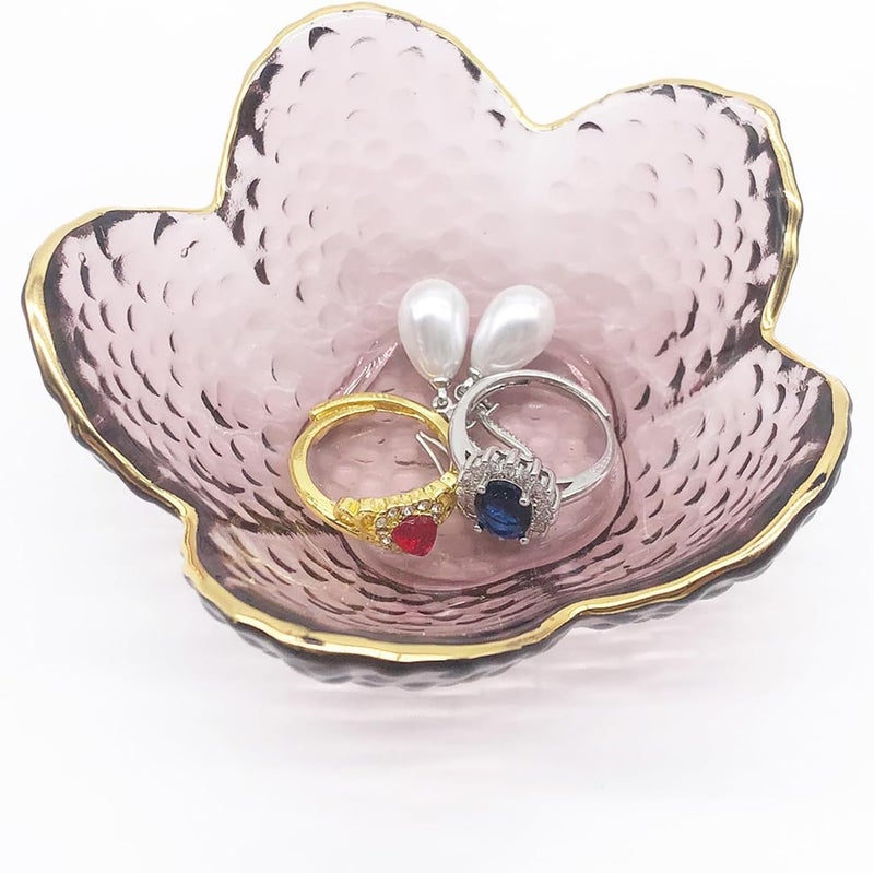 BESSKON Small Ring Dish Jewelry Tray, Glass Jewelry Dish Trinket Bowl, Crystal Ring Holder Dish Jewelry Plate, Nightstand Decor Jewelry Holder Dish, Engagement Jewelry Bowl Dish for Rings, Earrings - Image 1